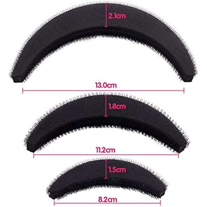 DIY hair Volume Base Beehive hair Bump hair Pad Set of 3 Pieces Black - Image 4
